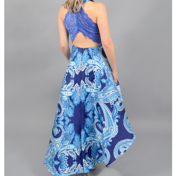 Dear Moon Satin High Low Dress Lace Back - Picture 2 of 10